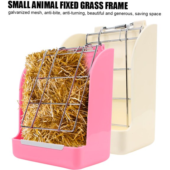 TYPPKMM: Adjustable Rabbit Grass Frame Hay Feeder with Rabbit Pet Food Container Rabbit