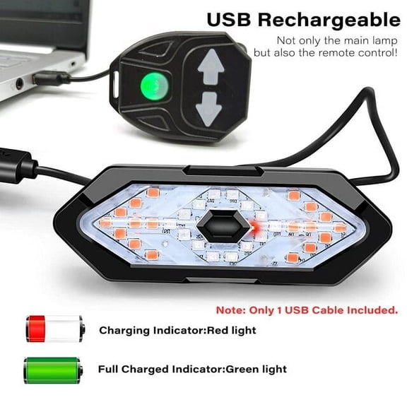 TYPPKMM Bicycle Turn Signal Light Wireless Remote Control USB Rechargeable Front Rear Bike Tail Lights for Bicycles Scooters MTB Road
