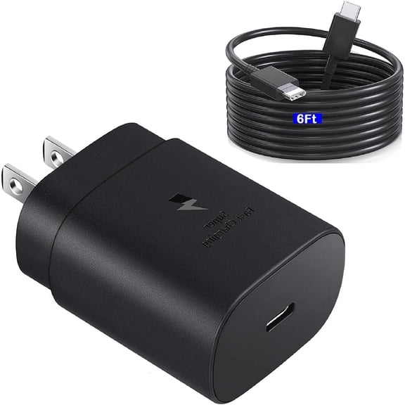 TYPPKMM Charger Super Fast Charging 25W USB C Charger Type C Charger Android Phone Charger for Samsung Galaxy A35 - Includes 6 Feet USB C PD Fast Charging Cable (Black)