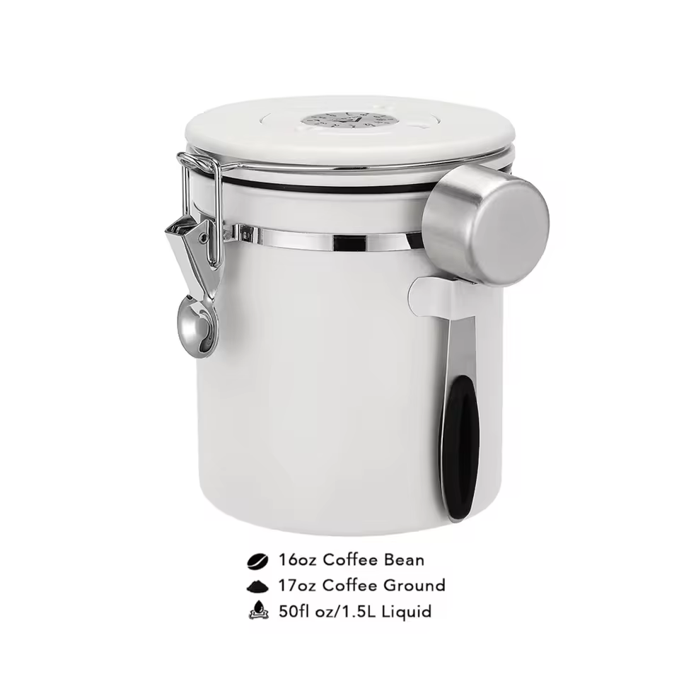 TYPPKMM Coffee Canister Airtight 22oz Coffee Container 1800ml, White-16oz-1500ml