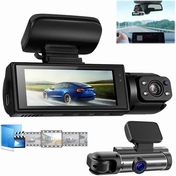 TYPPKMM Dash Cam, Dash Camera for Cars, Dashcam Front and Rear Camera, 1080p Night Vision Car Driving Recorder, 24h Parking Mode, Car Accessories (Only DashCam)