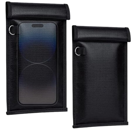 TYPPKMM Faraday Bag 2 Pack, Signal Blocking Pouch for Car Key Fob, EMF Protection, Black