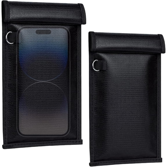 TYPPKMM Faraday Bag with Pouch Car Key Fob Protector , Emf 2 Pack, Black