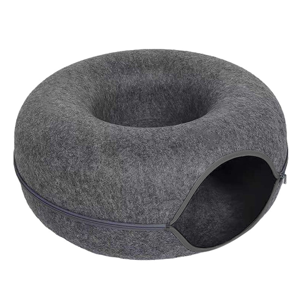 TYPPKMM Felt Donut Bed for Cats House With Breather Hole Dog Bed Interactive Play Toys for Cats to Hide 2 in 1 Tunnel for Cats Bed