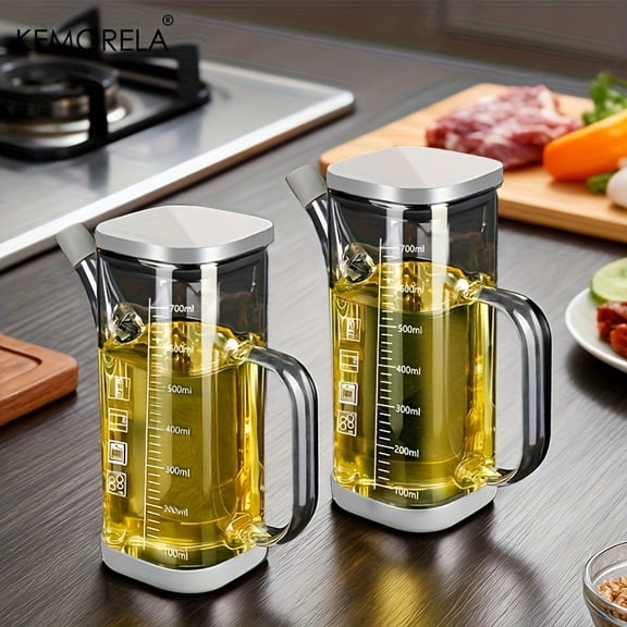 TYPPKMM Kitchen Oil Dispenser Bottle 700ml Olive Oil Pourer for Cooking Salad Dressing BBQ Leak-Proof Precision Pourer with Scale