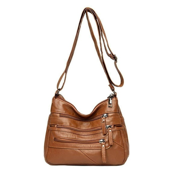 TYPPKMM Ladies Cross Body Bag Messenger Large Over Shoulder Handbag Long Strap Brown