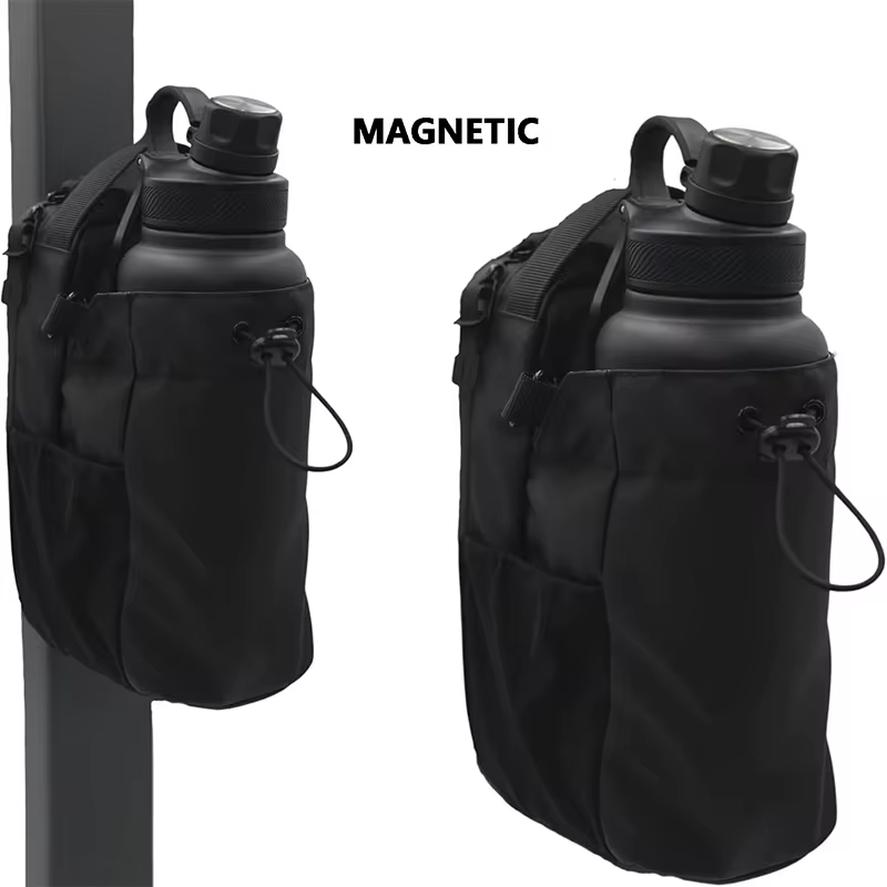 TYPPKMM Magnetic Gym Bag for Water Bottle and Phone, MOLLE Fitness Pouch, Black
