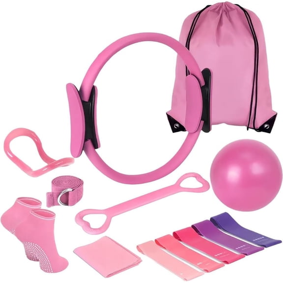 TYPPKMM Pilates Magic Ring Mini Circle Women Home Fitness Core Pink