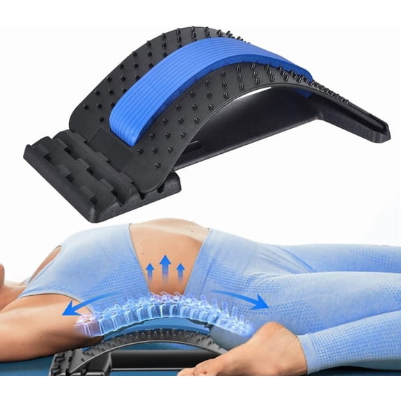 TYPPKMM Portable Multi-Level Spine Stretcher, Lower Back Pain Relief, Blue
