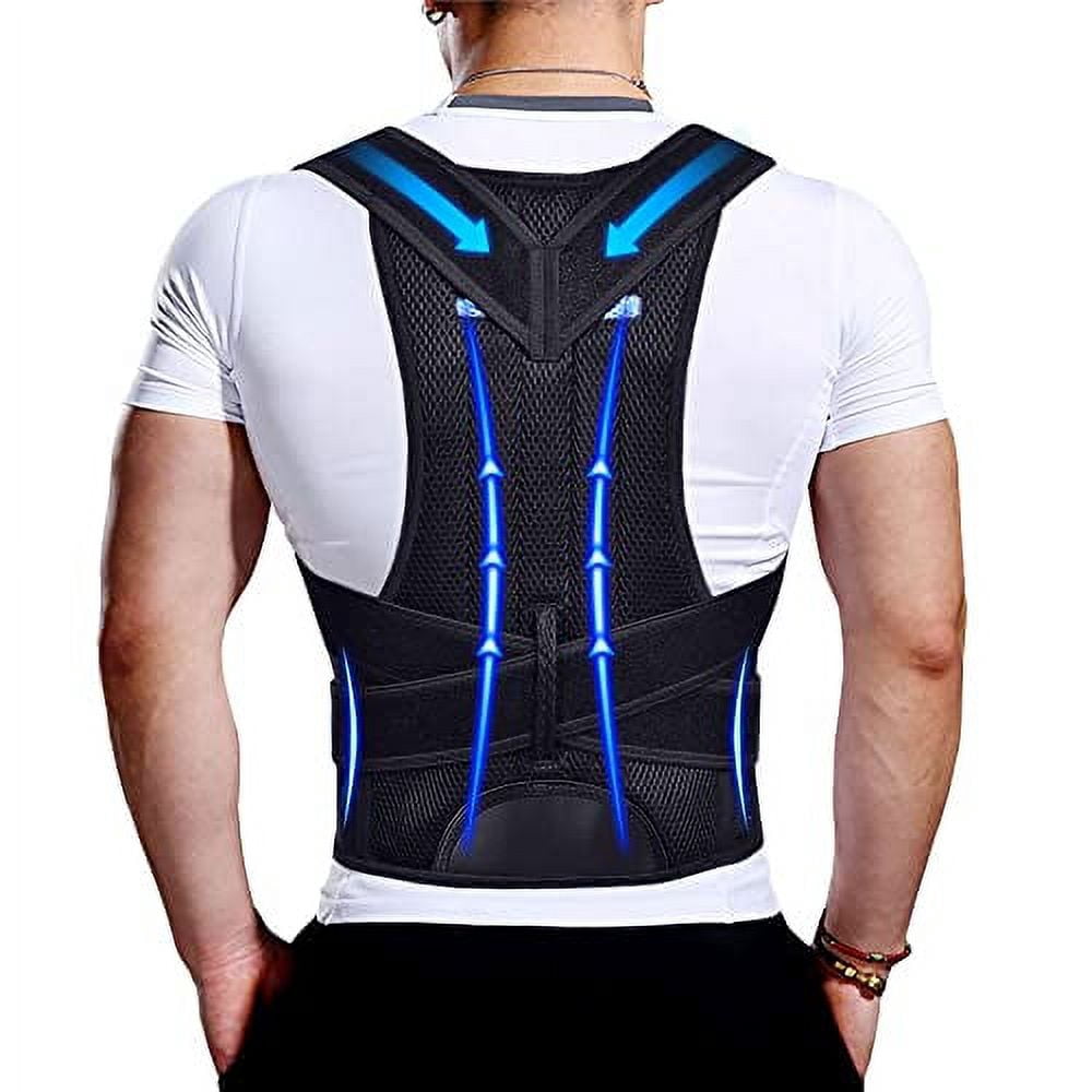 TYPPKMM Posture Corrector Back Brace, Adjustable Lumbar Support Belt for Men and Women, Black, Size L