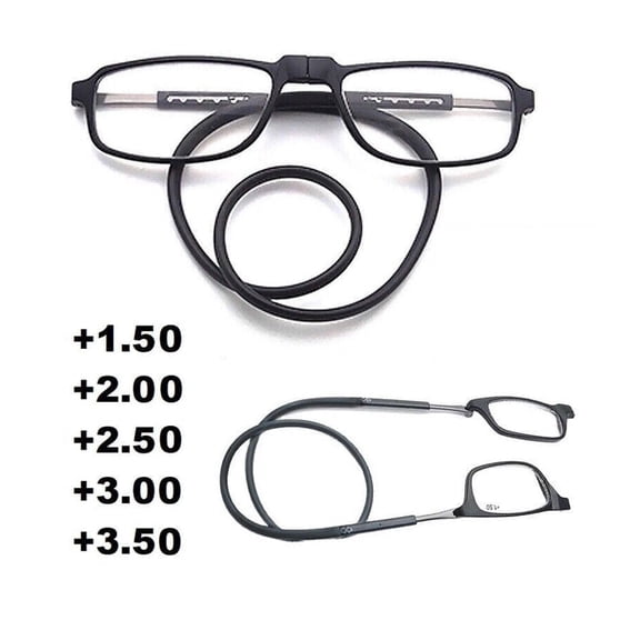 TYPPKMM Reading Glasses Hanging Folding Magnetic Front Click Connect Neck Readers Lightweight Eyeglasses for Men and Women 3.0