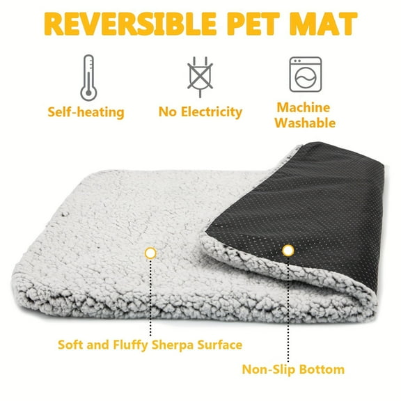 TYPPKMM Self-Warming Pet Pad for Cats & Dogs, Machine Washable Thermal Cushion Mat with Heat-Reflecting Core, Energy-Free Warm Bed for Kittens, Puppies & Senior Pets