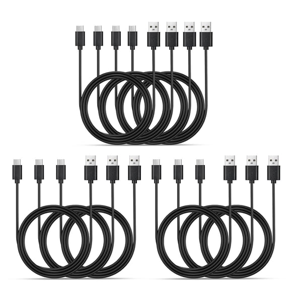 TYPPKMM Smays USB C Cable with Bulk 10-Pack , Type C Phone 3ft, Black