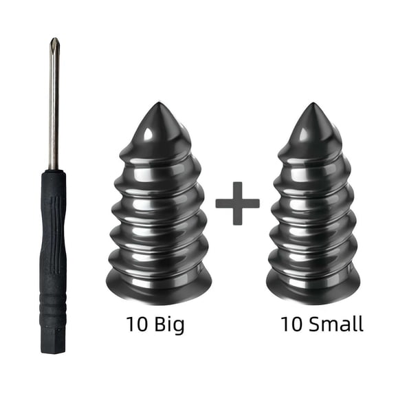 TYPPKMM Spiral Studs Tire Repair Rubber Nails Kit - 20 Pieces (10 Small + 10 Large) with Screwdriver