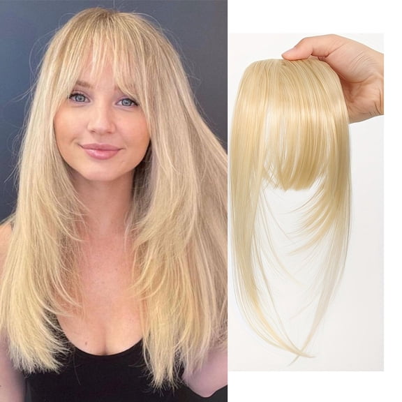 TYPPKMM Synthetic Hair Clip-In Bangs Cut Wispy Fringe with Sideburns Dark Brown Natural Look for Women Daily Party Wear Clip On Bangs