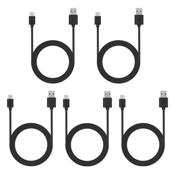 TYPPKMM USB-A to USB-C Charging Cable, 5-Pack 3FT for Samsung Galaxy S26/S25/S24, Black