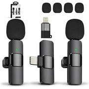 TYPPKMM USB Type-C&Lightning Mini Wireless Lavalier Microphone for iPhone iPad Android iPhone 15 Pro Max Galaxy,2 Pack Lapel Microphones,AutoConnect Noise Cancelling Mic for Podcast/Record/etc