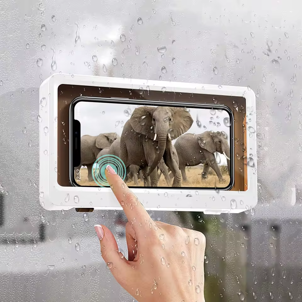 TYPPKMM Wall-Mounted Phone Shield for Shower, Universal Fit