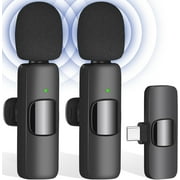 TYPPKMM Wireless Microphone for iPhone 15，2 Pack Mini Professional Wireless Wireless Clip Mic Android, Tiny Lapel Microphone pad,for Video Interview Podcast, Facebook, Tiktok,YouTube