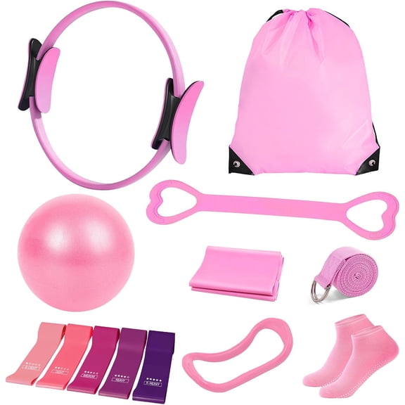 TYPPKMM Yoga Equipment Starter Kit, Complete Set, Pink