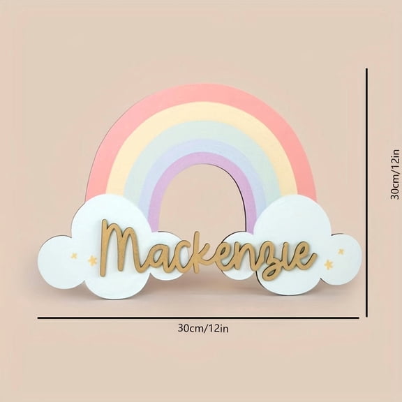 TYPPKMM a Personalized Cloud Rainbow Text Customized Wall Decoration 1pc
