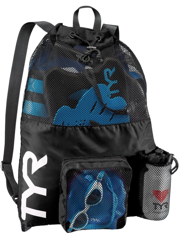 Big Mesh Mummy Backpack - Ventilated Swim Gear Athletic Sport Bag, Black