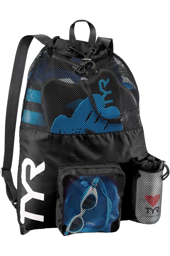 Big Mesh Mummy Backpack - Ventilated Swim Gear Athletic Sport Bag, Black