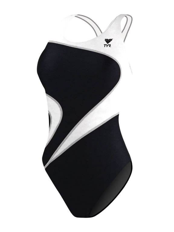 Adult Alliance T-Splice Maxback Swimsuit, 28, Black/White