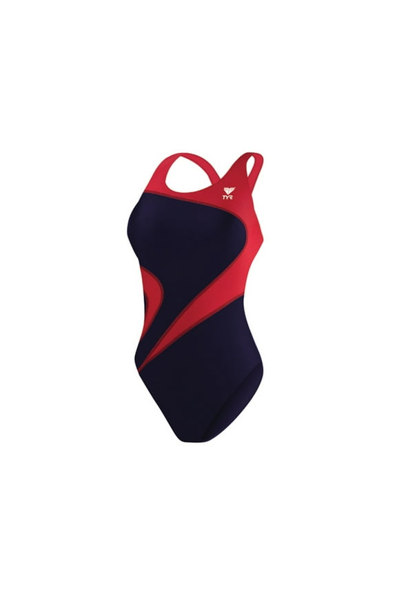 Adult Alliance T-Splice Maxfit Swimsuit, Navy/Red, 28
