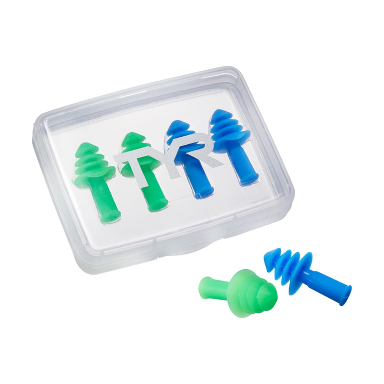 TYR Ergo Flex Blue/Green Ear Plugs - 4 Pack (2 Pairs)