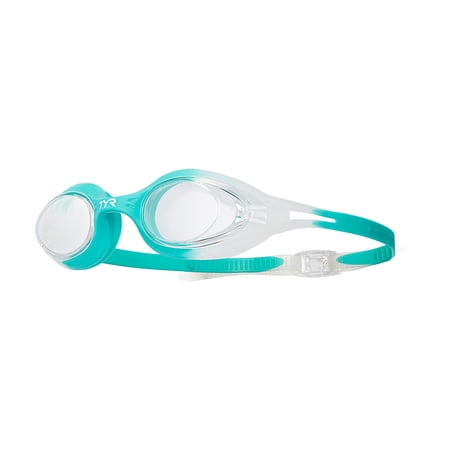TYR Hydra Flare Adult Swim Goggles – Low Profile Training Goggles with Wide Vision, Anti Fog, Easy Adjust Fit, Clear/Turquoise