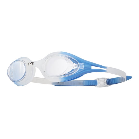 TYR Hydra Flare Adult Swim Goggles Low Profile Training Goggles with Wide Vision, Anti Fog, Easy Adjust Fit, Clear/Blue
