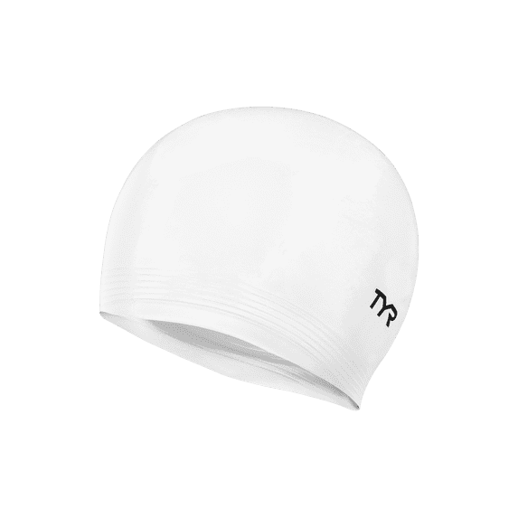 TYR Latex Adult Swim Cap - Training and Recreational Swimming Cap, Durable Latex Construction, White