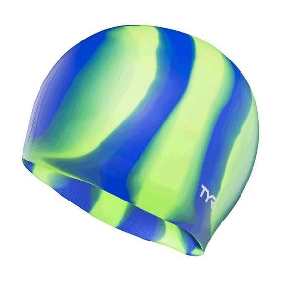 TYR Adult Fit Silicone Multicolor Swim Cap - Green