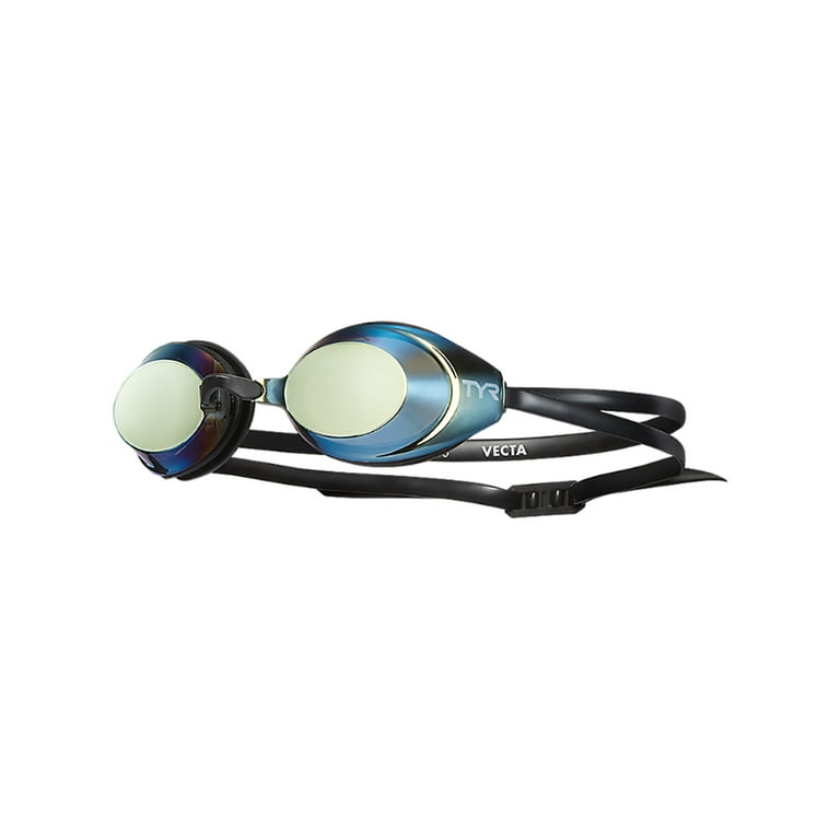 TYR Vecta Racing Mirrored Black Swimming Sport Goggles In Gold Black