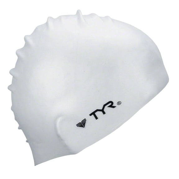 TYR Silicone Swim Cap for Men and Women – Wrinkle-Free, Durable & Tear Resistant, Low Drag Training & Competition Cap, White
