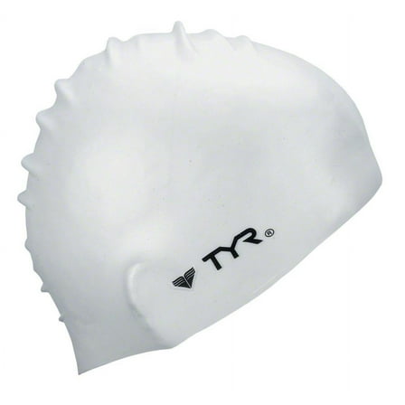 TYR Adult Fit Wrinkle Free Silicone Swim Cap - White