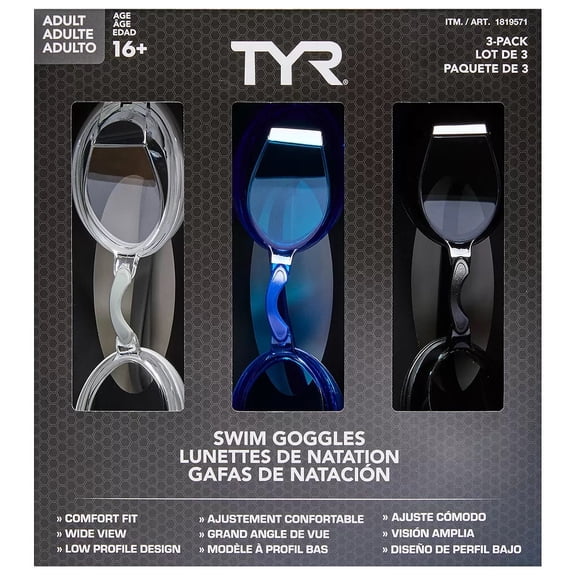 TYR Adult Swim Goggle 3-pack
