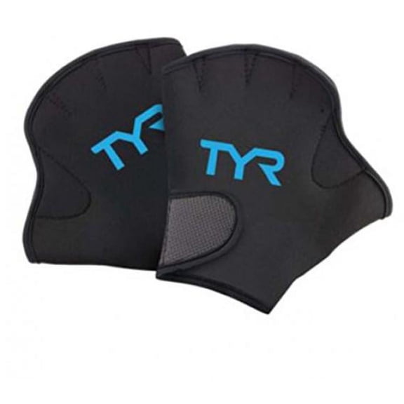TYR Aquatic Resistant Gloves, Large, Black/Blue