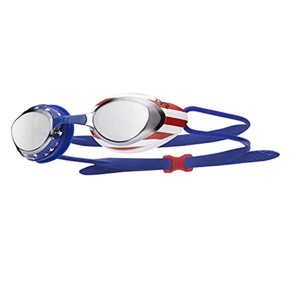 TYR Black Hawk Racing Mirrored USA Goggles Silver Red Navy One Size