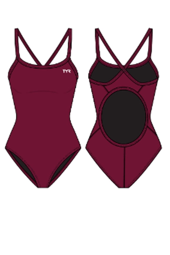 Girls' Solid Diamondback Swim Suit, Burgundy, 24