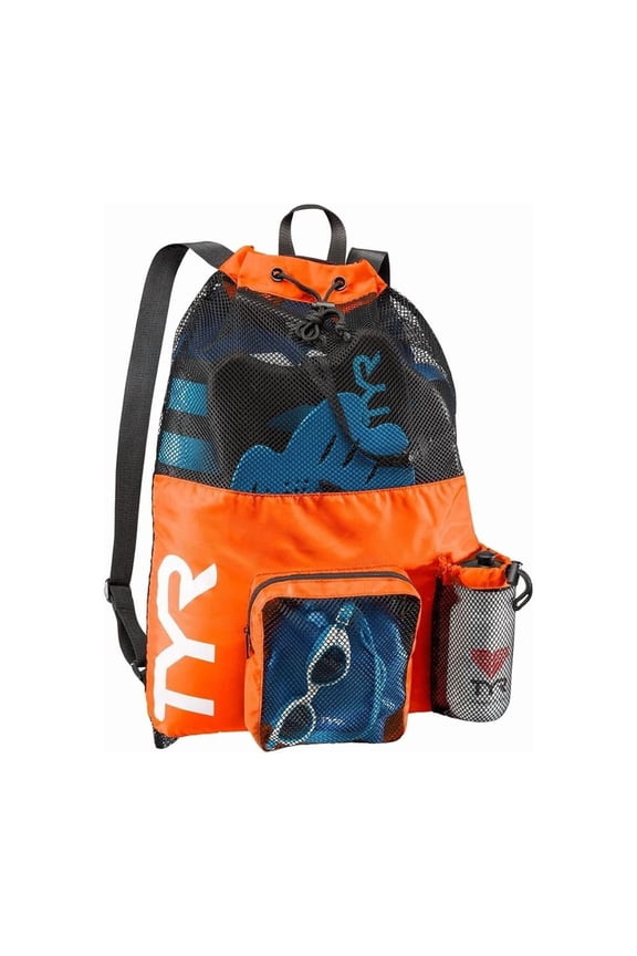 Big Mesh Mummy Backpack 40L - Ventilated Polyester Swim Gear Bag with Drawstring Closure for Pool, Beach, and Training