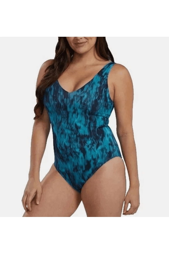 Ladies' Minimal Seams Removable Cups Control Fit Lining Swimsuit, Green Small