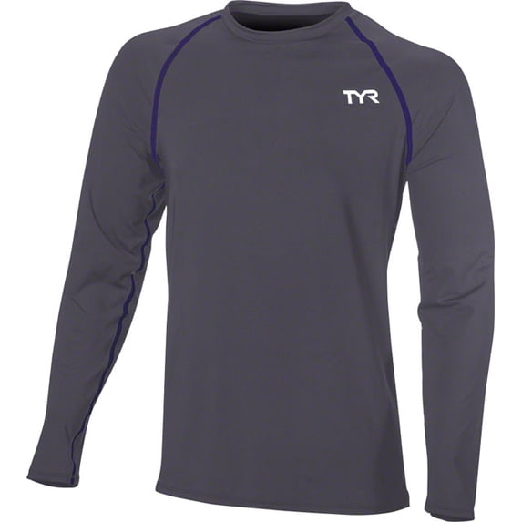 TYR Long Sleeve Men's Rashguard: Gray LG