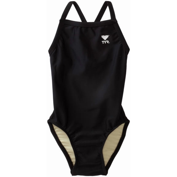 TYR Sport Girls Solid Diamondback Swim Suit Black 26