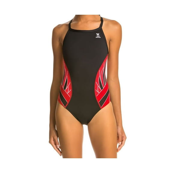 TYR Women's Phoenix Diamond Shape One Piece Swimsuit, Red, 24