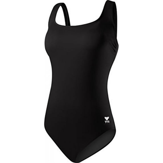 TYR Women's Standard Durafast Elite Scoop Neck Controlfit One Piece Swimsuit, Black, 10