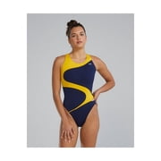 TYR - Women's Vanguard Splice Durafast Elite Maxfit One Piece Swimsuit, Navy/Gold, 34