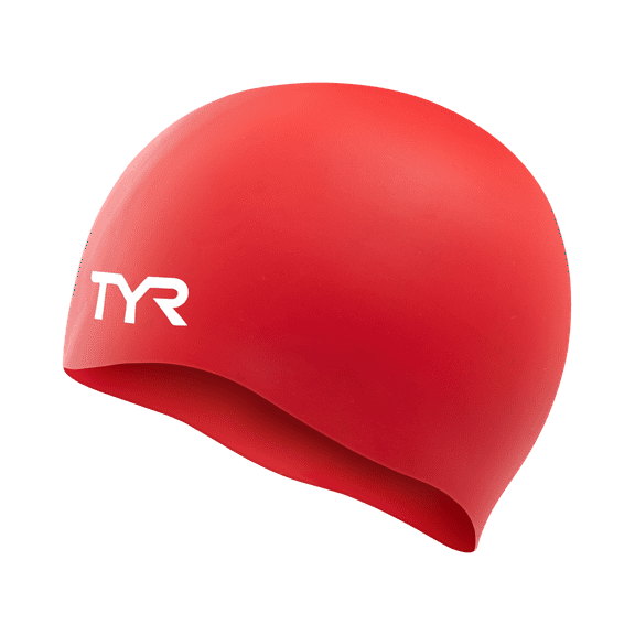 TYR Adult Fit Wrinkle Free Silicone Swim Cap - Red
