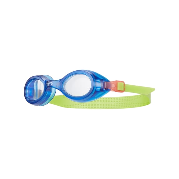 TYR Aqua Blaze Kids Swim Goggles – Swimming Goggles for Boys & Girls, UV Protection, Anti-Fog, Ages 3–10, Blue/Yellow